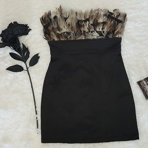 Fora Feather Mini Cocktail Formal Dress Size S